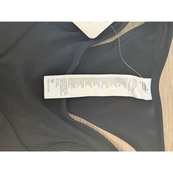 NEW Fabletics Megan Sports Bra Medium Black Racerback Mesh Medium Impact Wicking - Picture 8 of 8